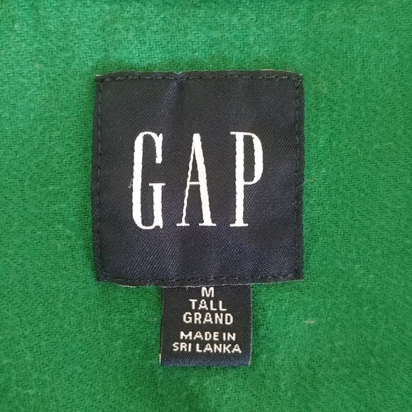 Gap Men's Medium Tall 100% cotton soft flannel green button down shirt - Picture 13 of 14